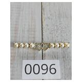Faux Pearl and Crystal Hearts Brooch Sarah Conv