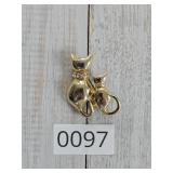 AAI Cat and Mother Gold Tone Brooch CUTE