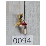 Bow with hanging enclosed Candle Christmas Brooch