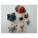 Fish Sealife Seal Turtle VTG Pin Brooch Lot