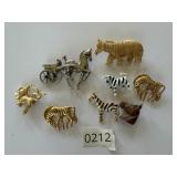 Zebra Horse Donkey VTG BROOCH Pin Lot