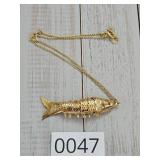 Articulated Koi Fish on Goldtone Necklace