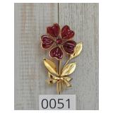 Flower Brooch w Heartshape Petals BEAUTIFUL