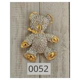 Large Rhinestone Teddy Bear Brooch Pin