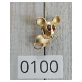 Mouse w Reading Glasses Red Eyes Pin Brooch