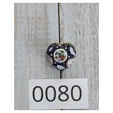 Italian Micro Mosaic Heart Pin Brooch