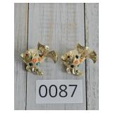 Multi Jeweled MCM Mid Century Fish Pair Pins