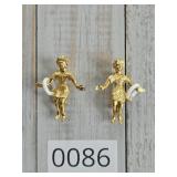 Female Hold White Loop Pin Brooch Pair Set