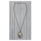 VTG Limoges France Painted Porcelain Pendant