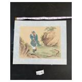 VTG Japanese Woodblock Print Samurai Snake