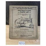 John Deere Instructions Parts List Model G Tractor