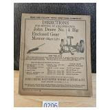 John Deere Directions for No 4 Big Gear Mower
