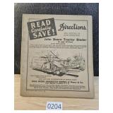 John Deere Directions for Tractor Binder