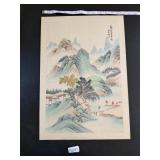VTG Japanese Woodblock Print Fishing Scene