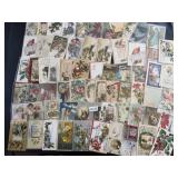 Huge Antique Christmas Postcard Lot Embossed