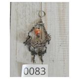 Antique Qing Dynasty Silver Floral Hanging Pendant