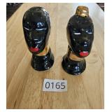 Lot of 2 Tribal Black Salt Pepper Shakers