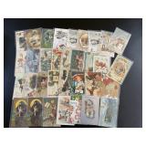 Huge Antique New Years Postcard Lot RAILROAD plus
