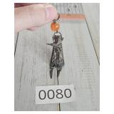 Antique Qing Silver Robed Figure Chinese Pendant