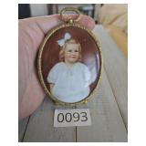 Antique French Handpainted Framed Girl
