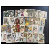 Huge Antique New Years Postcard Lot Embossed