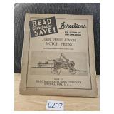 John Deere Directions for Motor Press JR