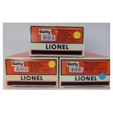 Lionel O Gauge 26941, 26974, 26795 Getty die-cast tank cars in box