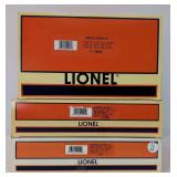 Lionel O Gauge 6464 Series VI 19292, VII 29209, IX 29289 boxcars in box