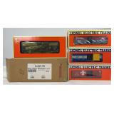 Lionel O Gauge 19827 NYC op. box car, 19805 SF op. boxcar, 9219 MP animated box, 52178-559 Uncle Herb action car in boxes