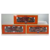 Lionel O Gauge 17629 SF EV caboose, 17673 SF EV caboose, 17680 SF EV caboose in box