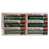Six Lionel O Gauge Southern Railway pass. cars in box 9530-9534