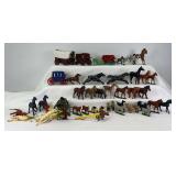 Collection of Cast Metal Horses and Western Toy Figures