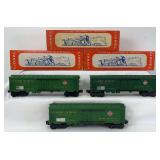 Three postwar Lionel O Gauge 6572 Railway Express Car in original boxes