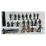 Collection of Hand Painted Toy Soldiers & Canoe