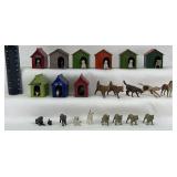 Lead Toy Dog and Dog House Figurines Made in England