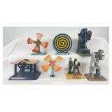 Seven prewar/postwar Fleischmann steam engine powered toys tools shop drill punch table saw whirly fan