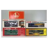 Modern Lionel and Rail King O Gauge freight trains in original boxes, group of 5 cars