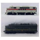 HO Scale Life-Like PRR EMD FA-2 9502 powered A unit and Bachmann CB&Q EMD F-3 150 powered A unit