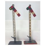 Two early prewar Spur 1/Gauge One semaphore signals Germany tinplate 33cm