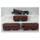 Modern cast iron 4-4-0 steam loco and tender w/3 pass cars St.Louis & Ohio River RR 44