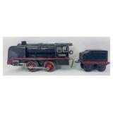 Distler lithographed O Gauge 302417 tinplate 0-4-0 clockwork windup steam locomotive and tender