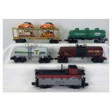 Modern MTH O Gauge tank cars, Trailer Train auto carrier, NYC caboose freight train