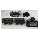 Marklin O Gauge electric 880 steam locomotive/889 tinplate tender, two 17190 2/3 class coaches