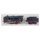 Distler lithographed O Gauge 40281 tinplate 0-4-0 steam locomotive with 1921 tender