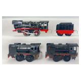 Group of three O Gauge lithographed tinplate 0-4-0 steam locomotives Bub and Distler?