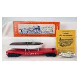 Unrun postwar Lionel O Gauge 6501 Jet Motor Boat Transport Car in original box w/fuel, instr.