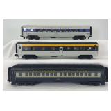 Group of three MTH O Gauge passenger cars B&O 5406, B&O Wawasee, L.I. 2732