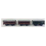 Group of three Made in Germany U.S. Zone 1200 lithographed tinplate 1st-2nd passenger cars