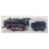 Prewar K.B.N. Karl Bub O Gauge 0-4-0 clockwork windup tinplate steam locomotive and tender