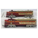 Postwar Marx O Gauge Rock Island No. 2000 diesel locomotive A units